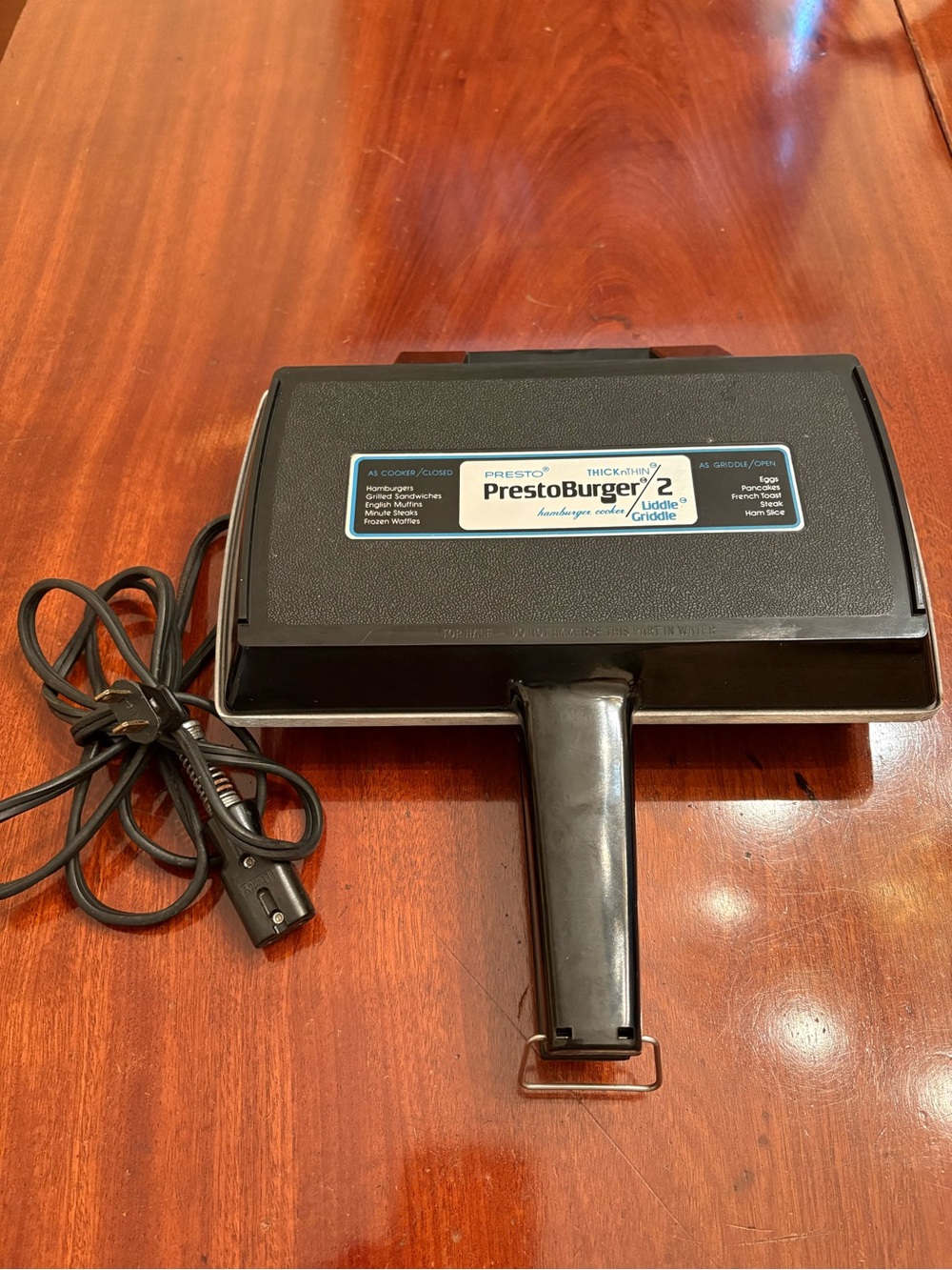 Vintage PrestoBurger 2 Liddle Griddle Dual Patty Electric Hamburger Cooker